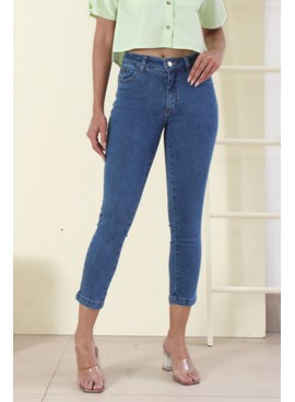 Calça capri jeans feminina azul alepo