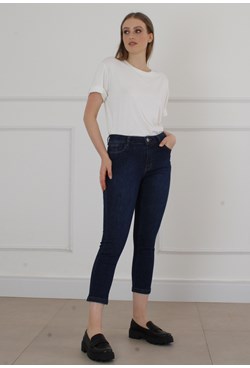 Calça capri jeans feminina com bolsos