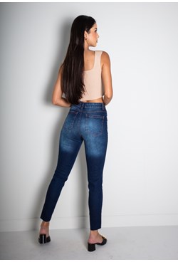 Calça Jeans Skinny  Barra Desigual Azul Escuro