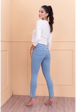 Calça jeans skinny cintura alta