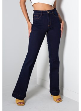 Calça wide leg jeans com bolsos