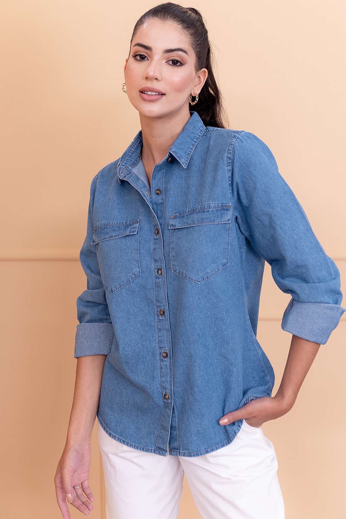 Camisas de sales jeans femininas