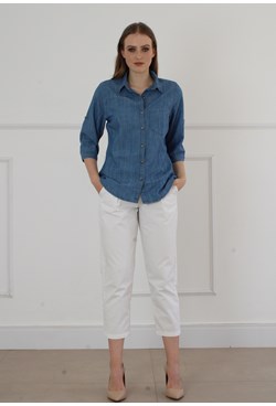Camisa jeans manga 3/4 tradicional