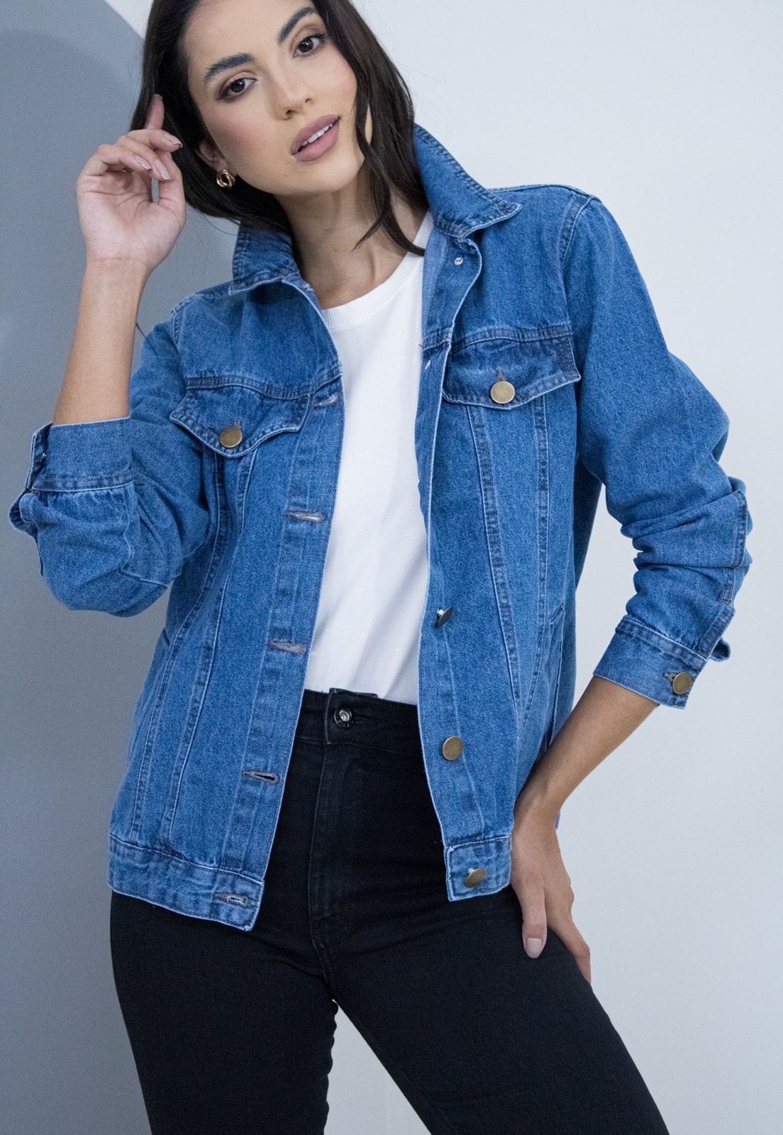 Jaqueta jeans best sale feminina tipo blazer